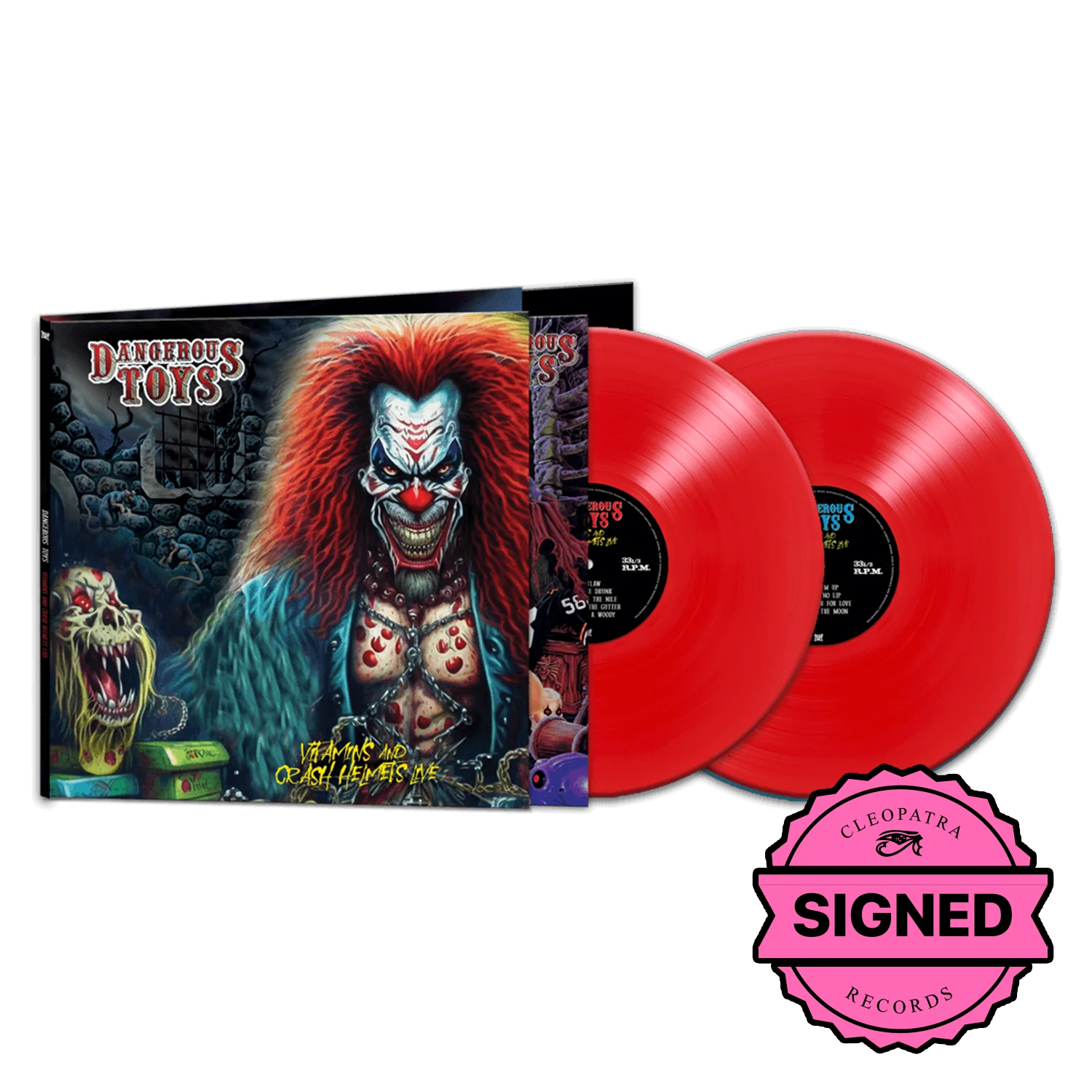 Dangerous Toys - Vitamins & Crash Helmets Live (Red Double Vinyl LP Signed by Jason McMaster)