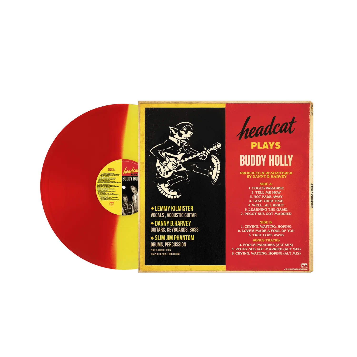 Head Cat - Sings Buddy Holly (Red/Yellow Split Color Vinyl LP) - Image 2