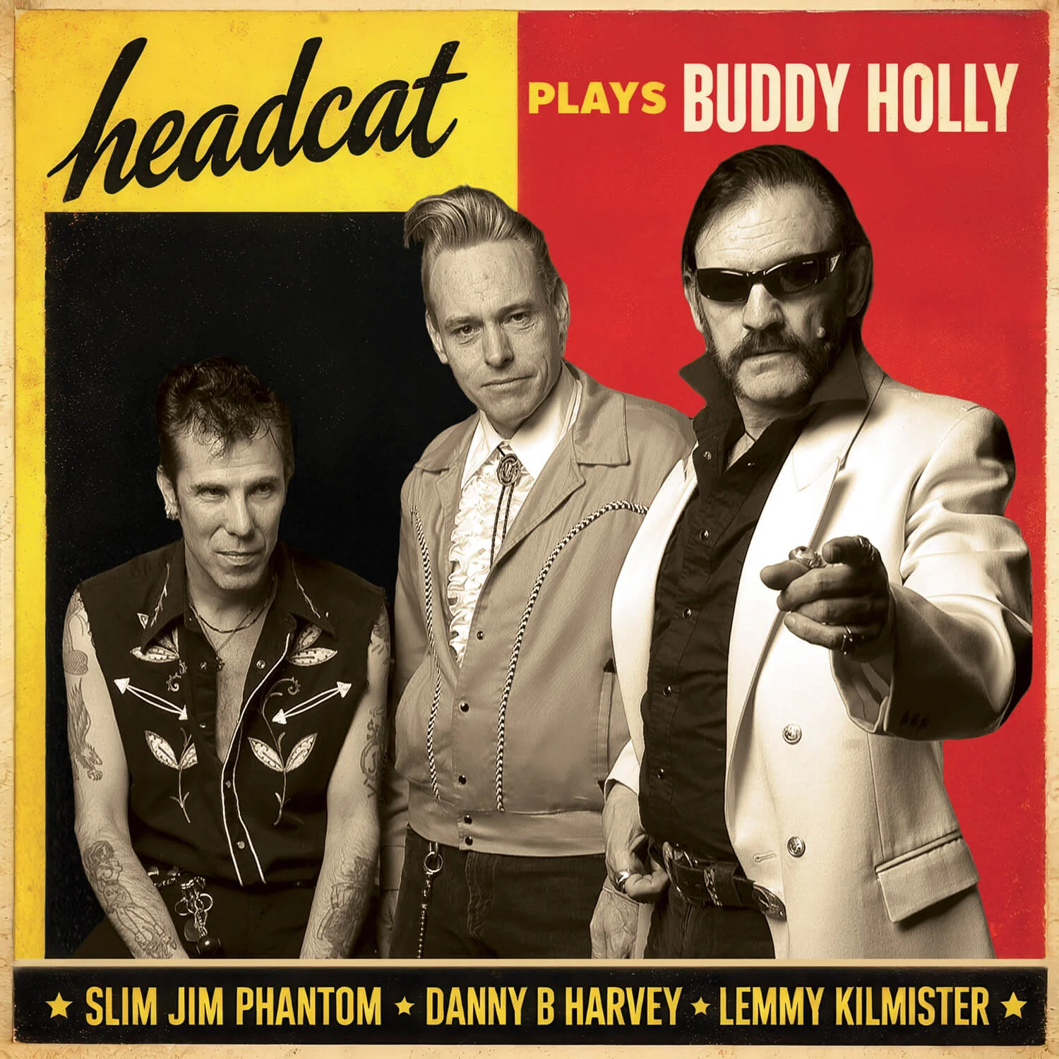 Head Cat - Sings Buddy Holly (Red/Yellow Split Color Vinyl LP) - Image 3