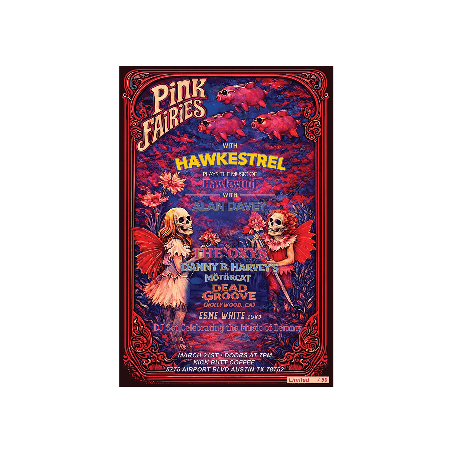 Pink Fairies / Hawkestrel (12" x 18" Poster)